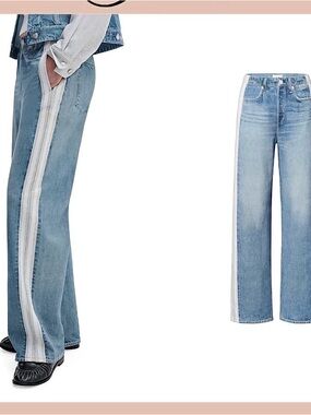 Rag And Bone Miramar striped Cotton  Terry pants with White and graySide Stripes